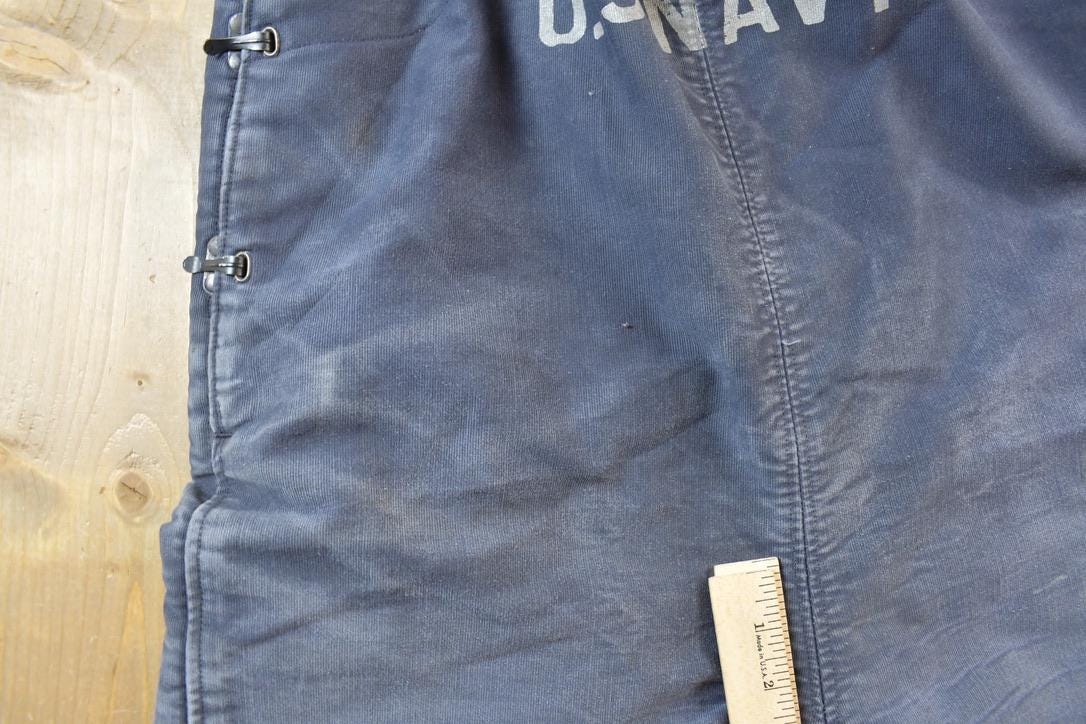 Vintage 1940s N Deck Bib Overalls WWII Blue