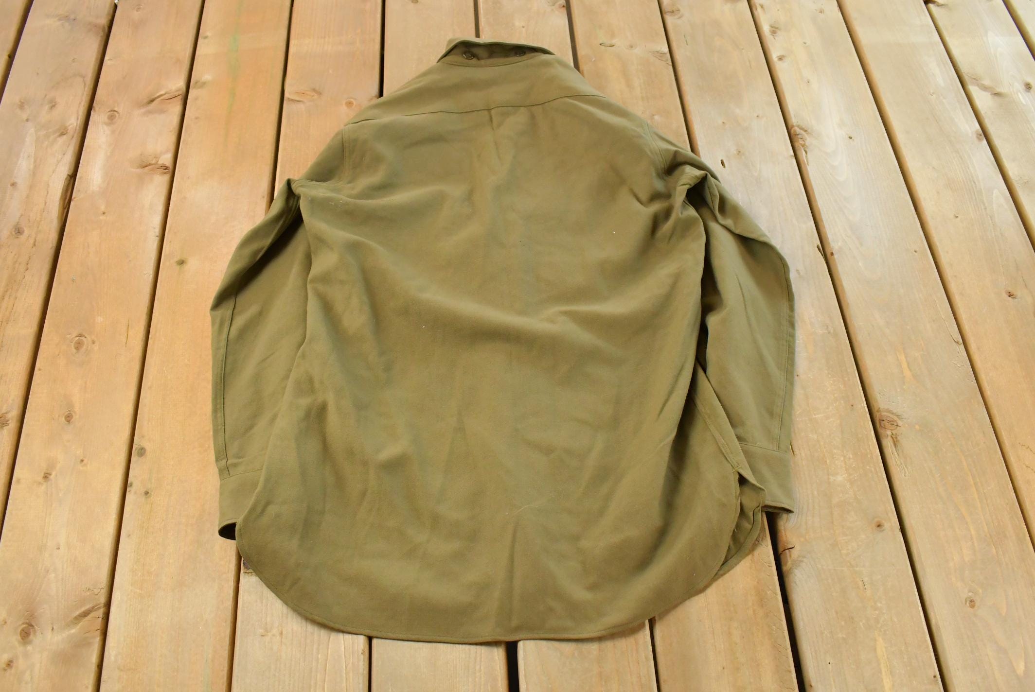 Vintage 1940s WW2 Military Air Force Wool Button Up Infantry Field Shirt Men's S /