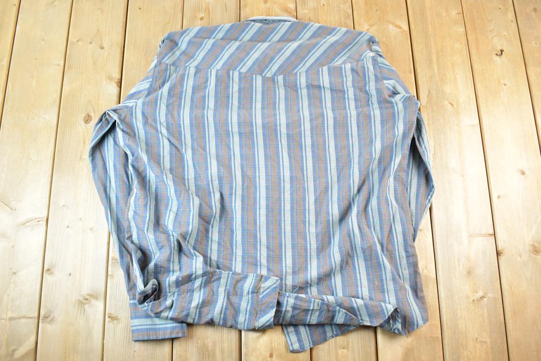 Vintage 1990s Plainsman For The Tall Man Striped Button Up Shirt Mens XL
