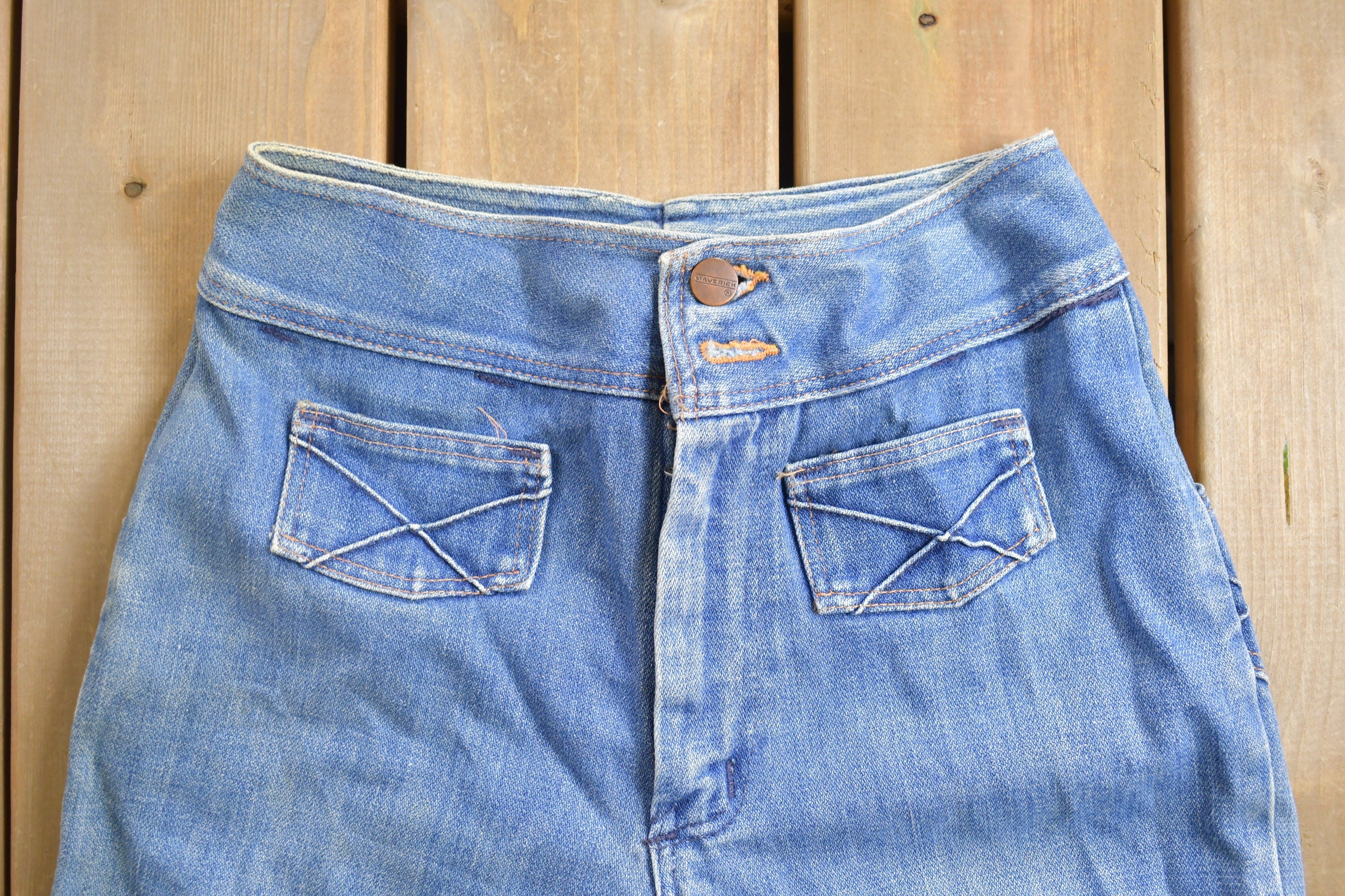Vintage 1980s Baggy Flare Denim Jeans Size 22 x 30