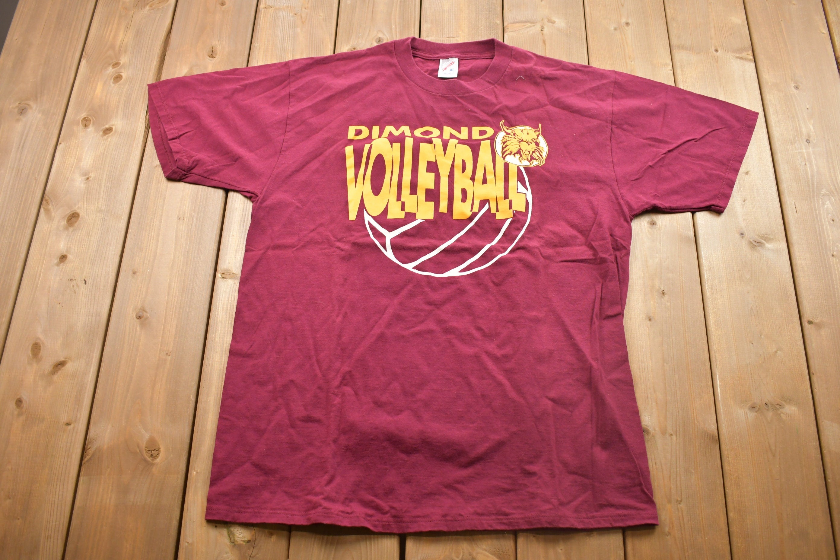 Vintage 1990s Jerzees Diamond Volleyball Graphic T-Shirt