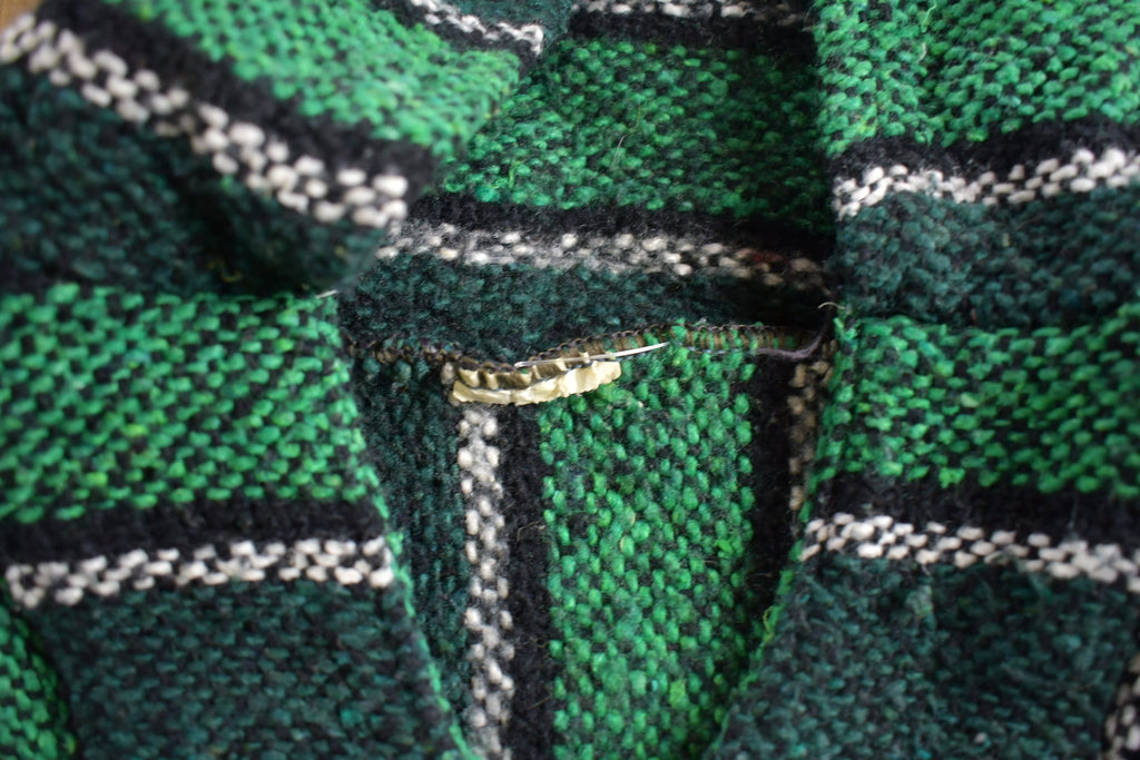 Vintage 1990s Baja Hooded Pullover Striped Knit Poncho Blanket Hoodie