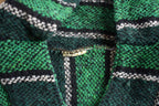 Vintage 1990s Baja Hooded Pullover Striped Knit Poncho Blanket Hoodie
