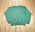 Vintage 1990s Folk Art Applique Christmas Time Embroidered Collard Crewneck Sweatshirt Made In USA