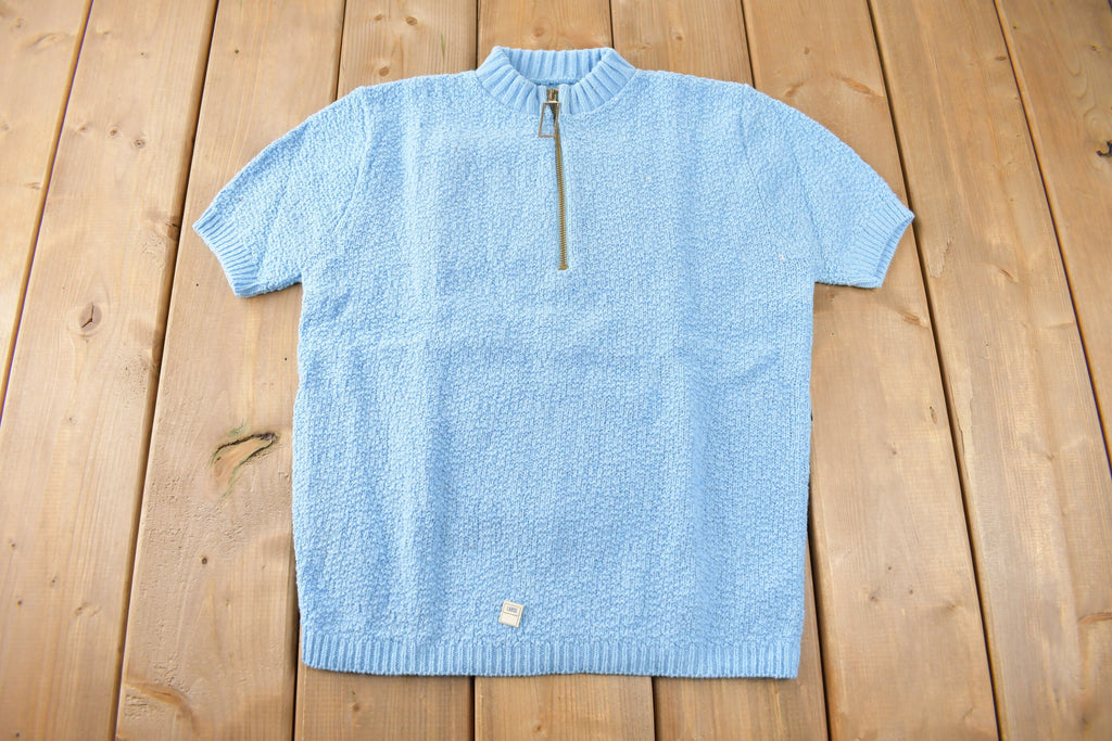 True Vintage 1960s Deadstock Miss Scotch English Short Sleeve Quarter Zip Knit Acrylic Sweater