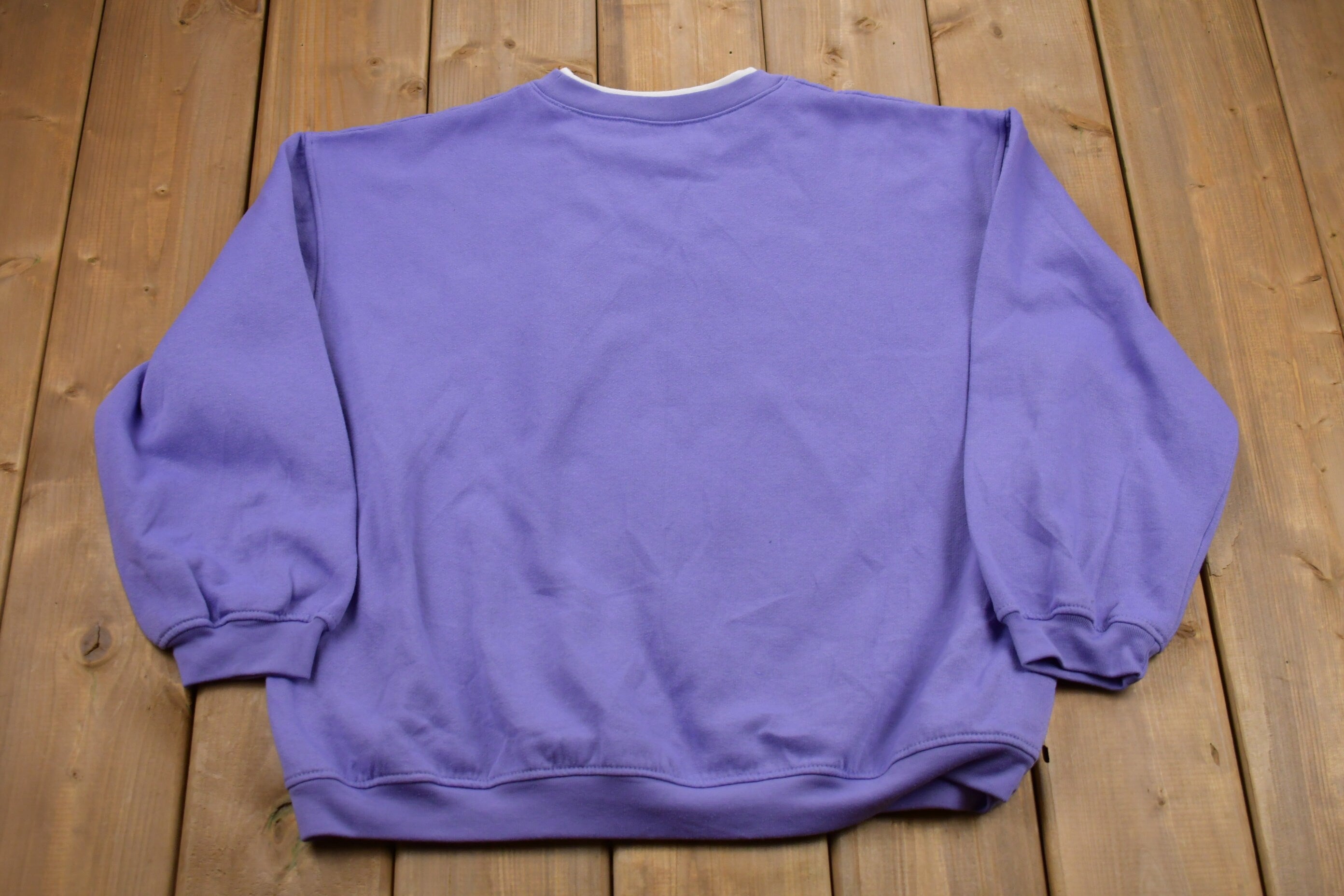 Vintage 1980s Basic Editions Double Collar Floral Graphic Crewneck Sweatshirt