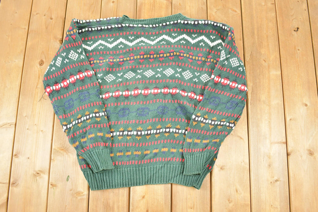 Vintage 1990s Gulf Traders Chunky Knit Holiday Crewneck Sweater Mens M