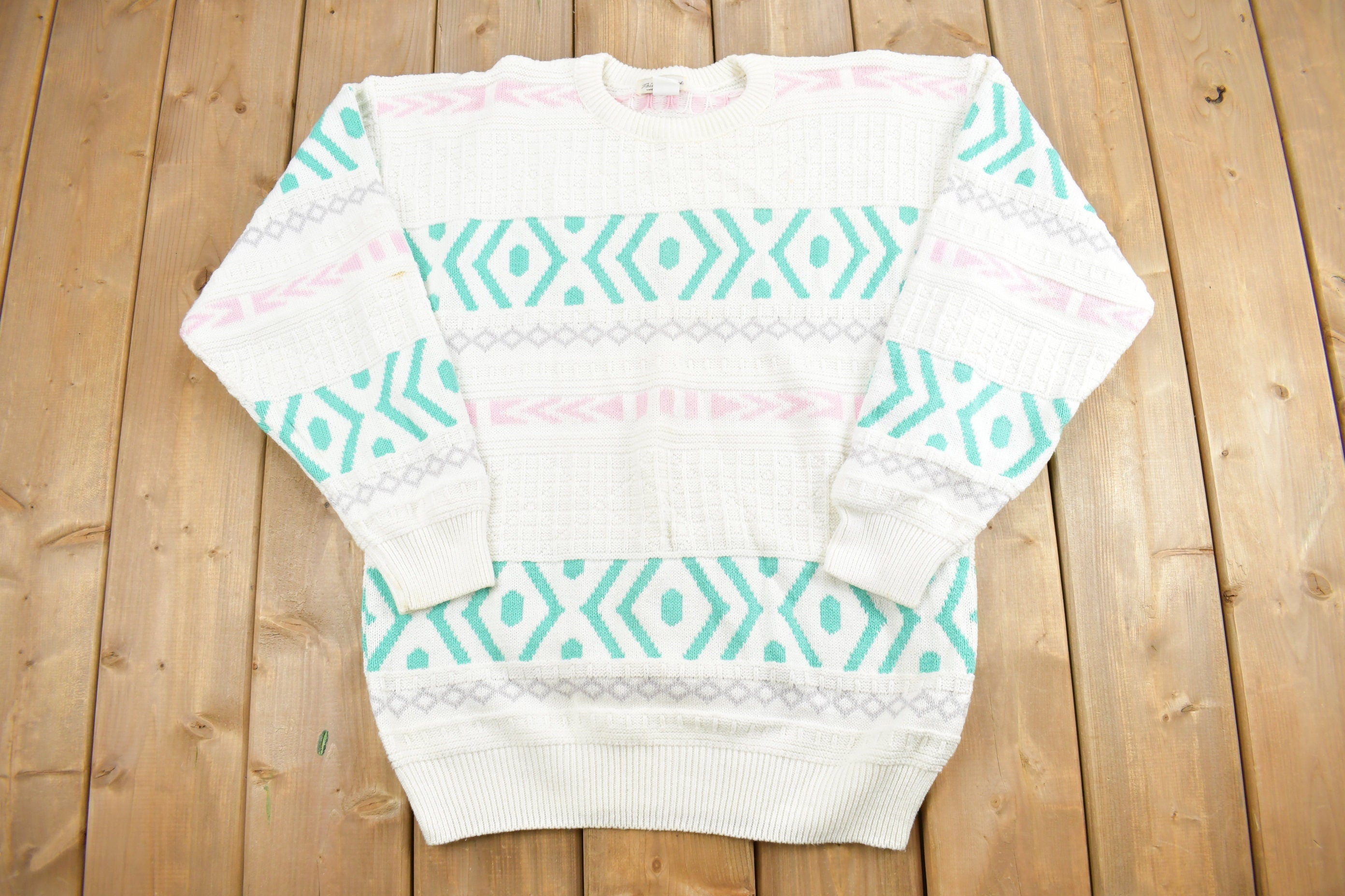Vintage 1980s Pastel Knit Crewneck Sweater