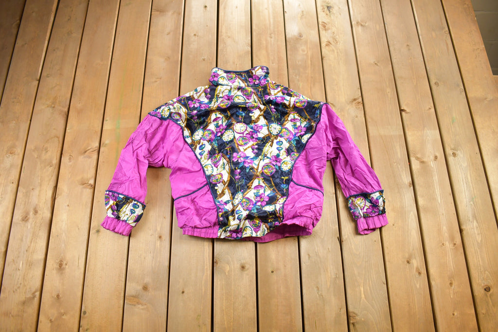 Vintage 1990s Pan Asia Abstract Clock Windbreaker