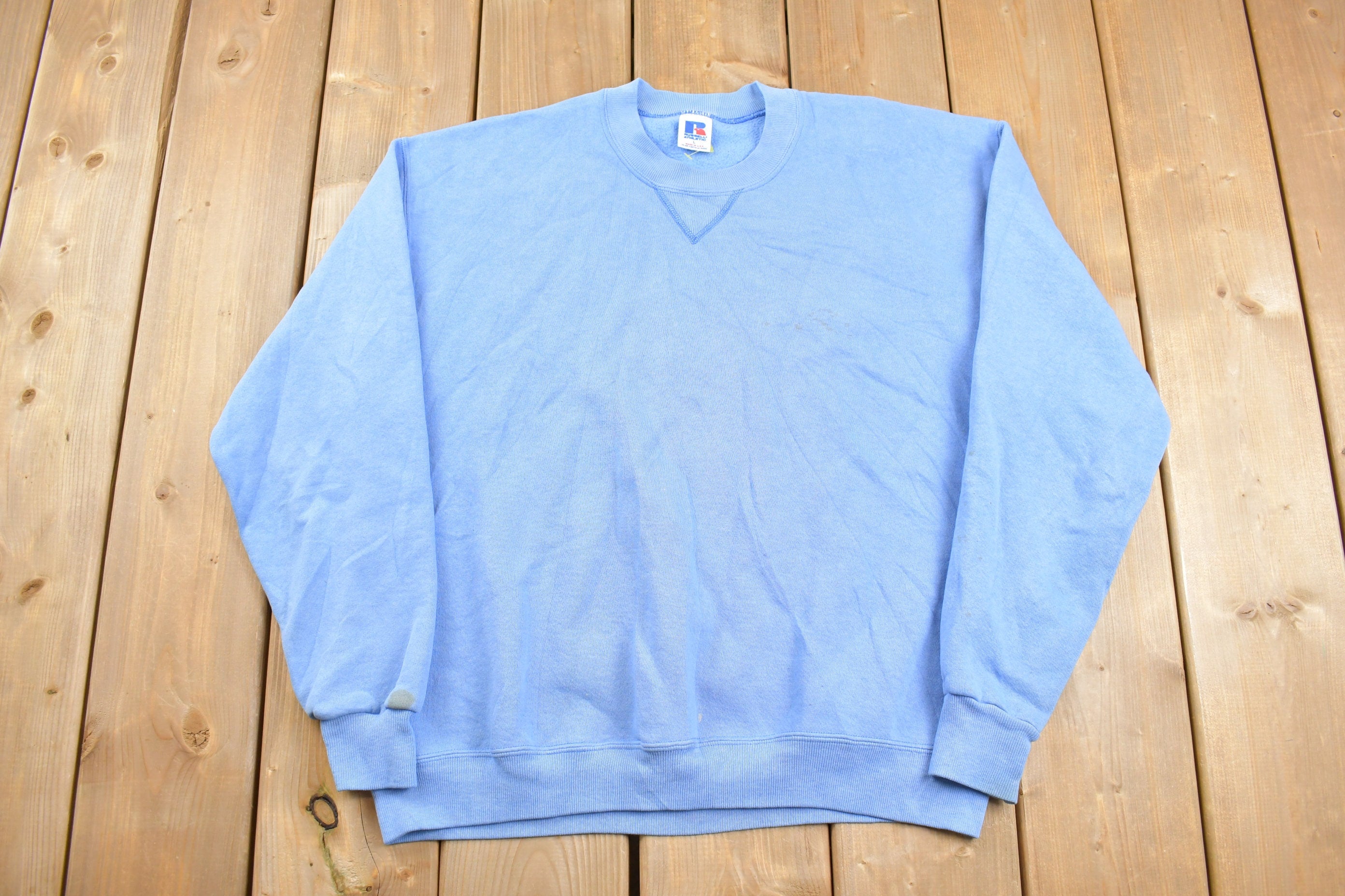 Vintage 1990s Russell Athletics Blank Blue Crewneck Sweatshirt