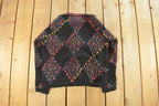 Vintage 1990s Sophisticate Petite Argyle Knit Cardigan Sweater Women's Medium