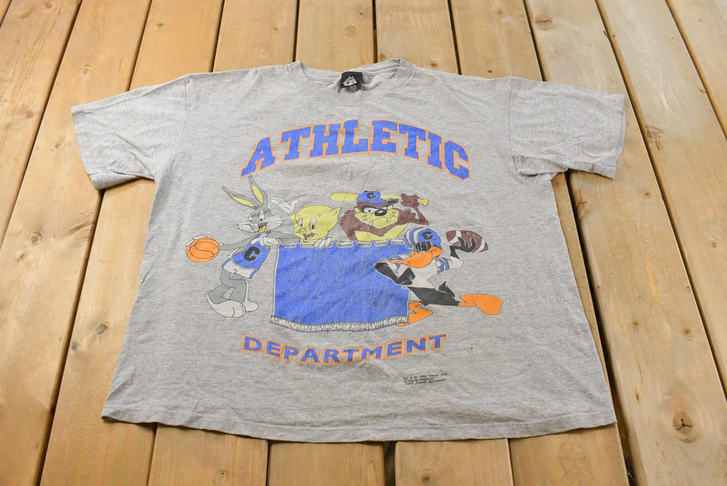 Vintage 1990s Looney Tunes Bugs Bunny Taz Athletic T-Shirt Men's XL / Made in USA / 90s Single Stitch Tee / 90s Warner Bros