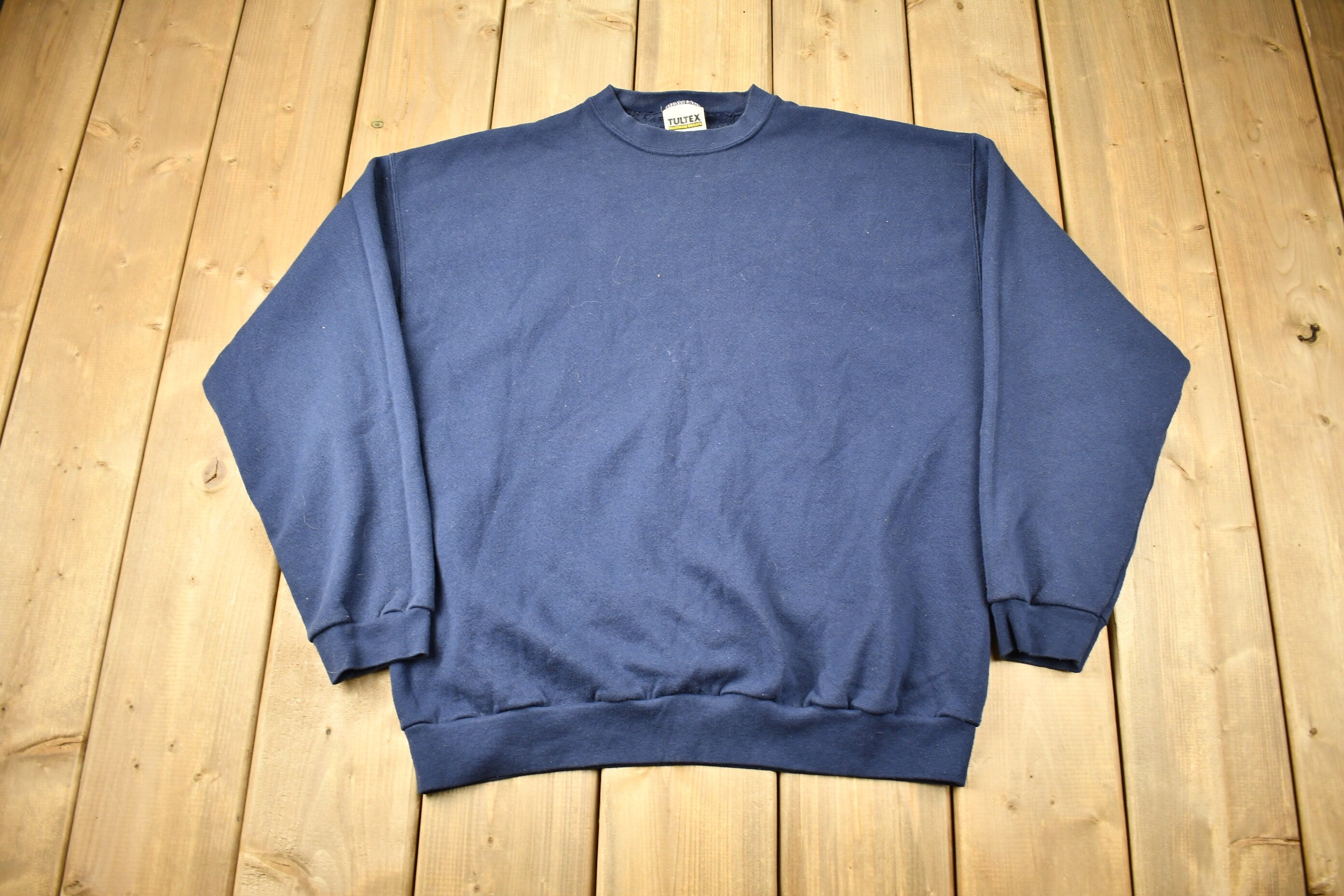Vintage 1990s Tultex Navy Blue Blank Crewneck Sweatshirt