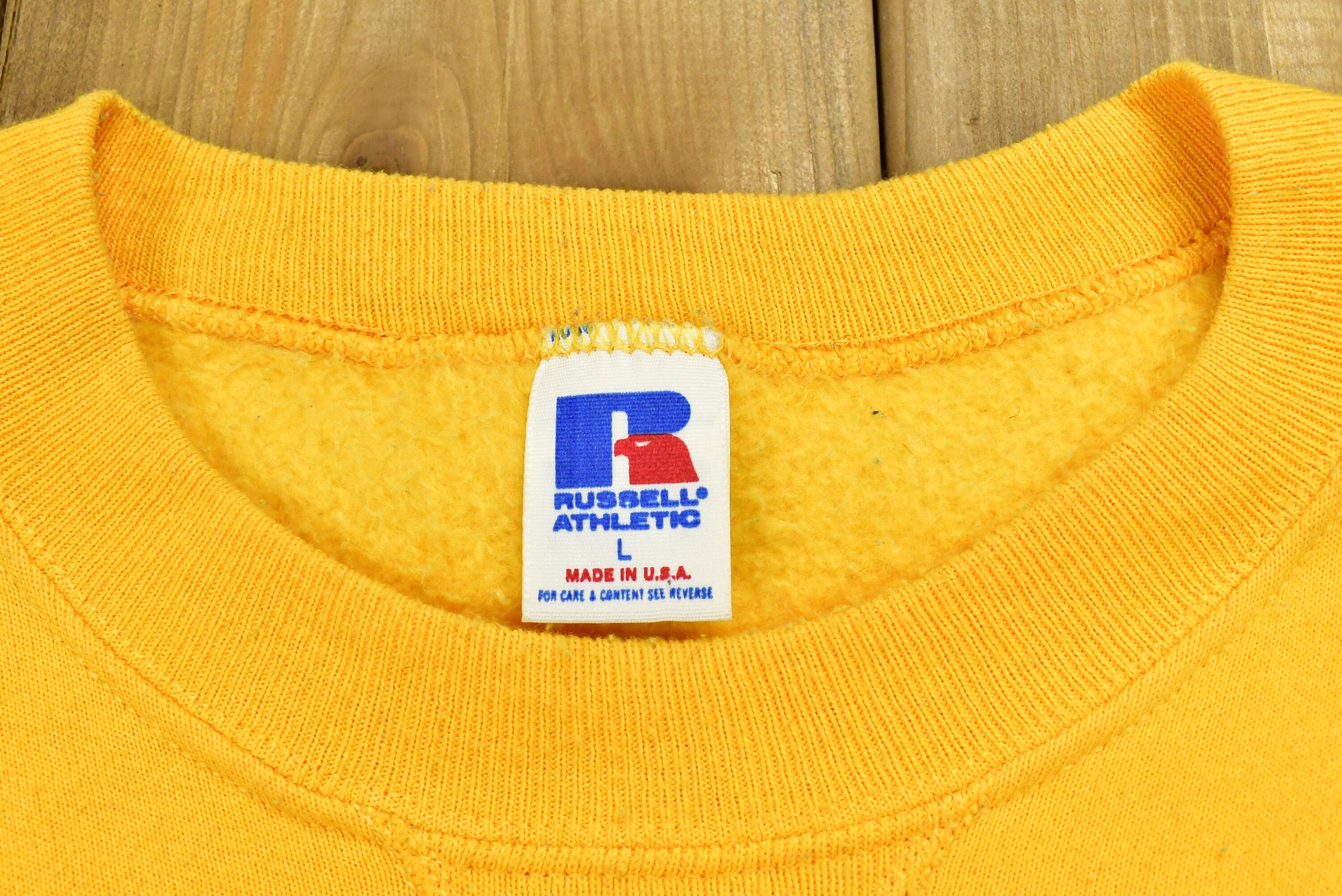Vintage 1990's University Fraternal Style Collegiate Crewneck  Embroidered  Russell Athletics  Made In USA  Fraternity  Americana