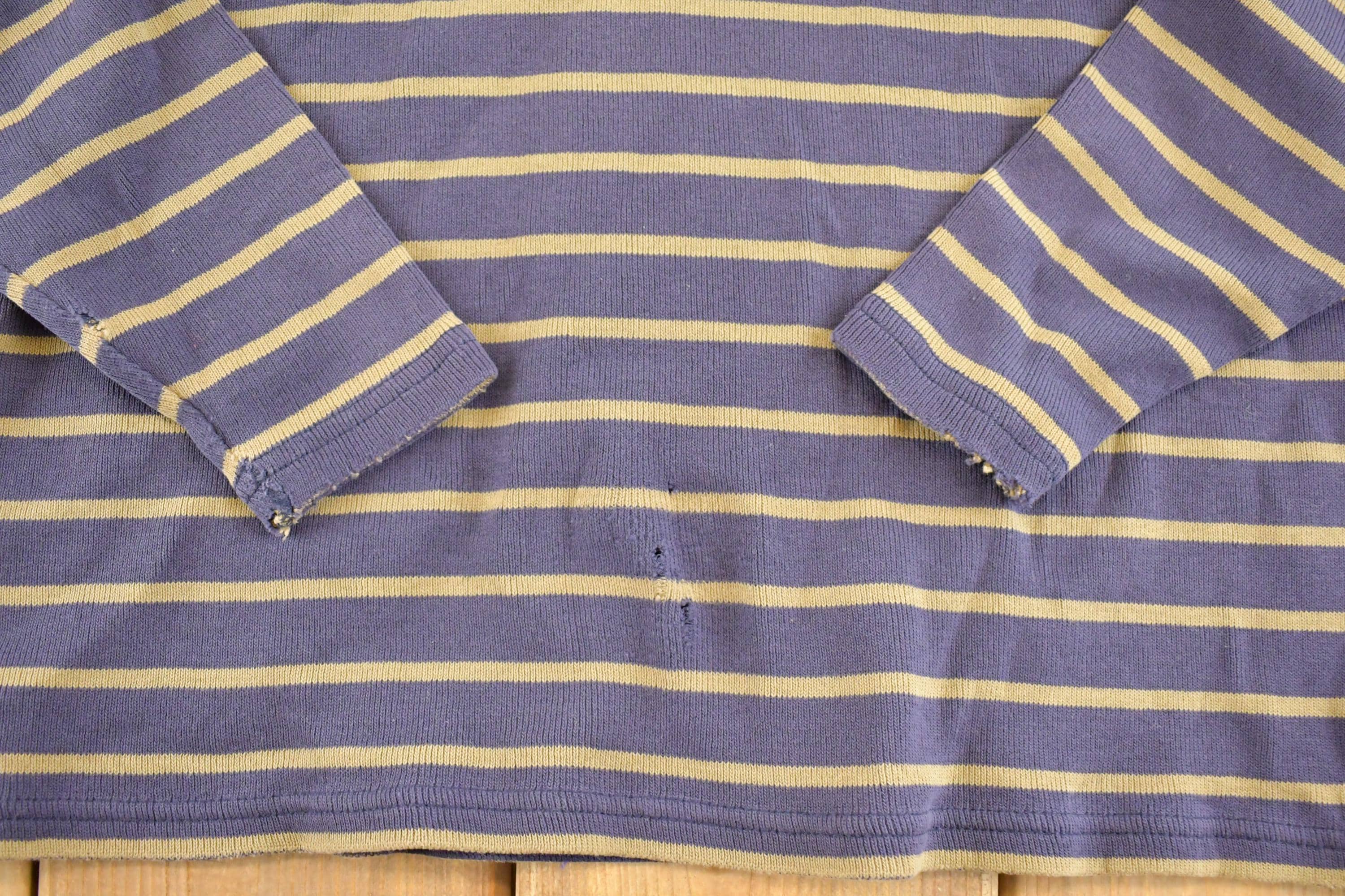 Vintage 1990s LL Bean Striped Souvenir Boating Crewneck Shirt Womens M / 90s Crewneck / Travel Vacation Sweater
