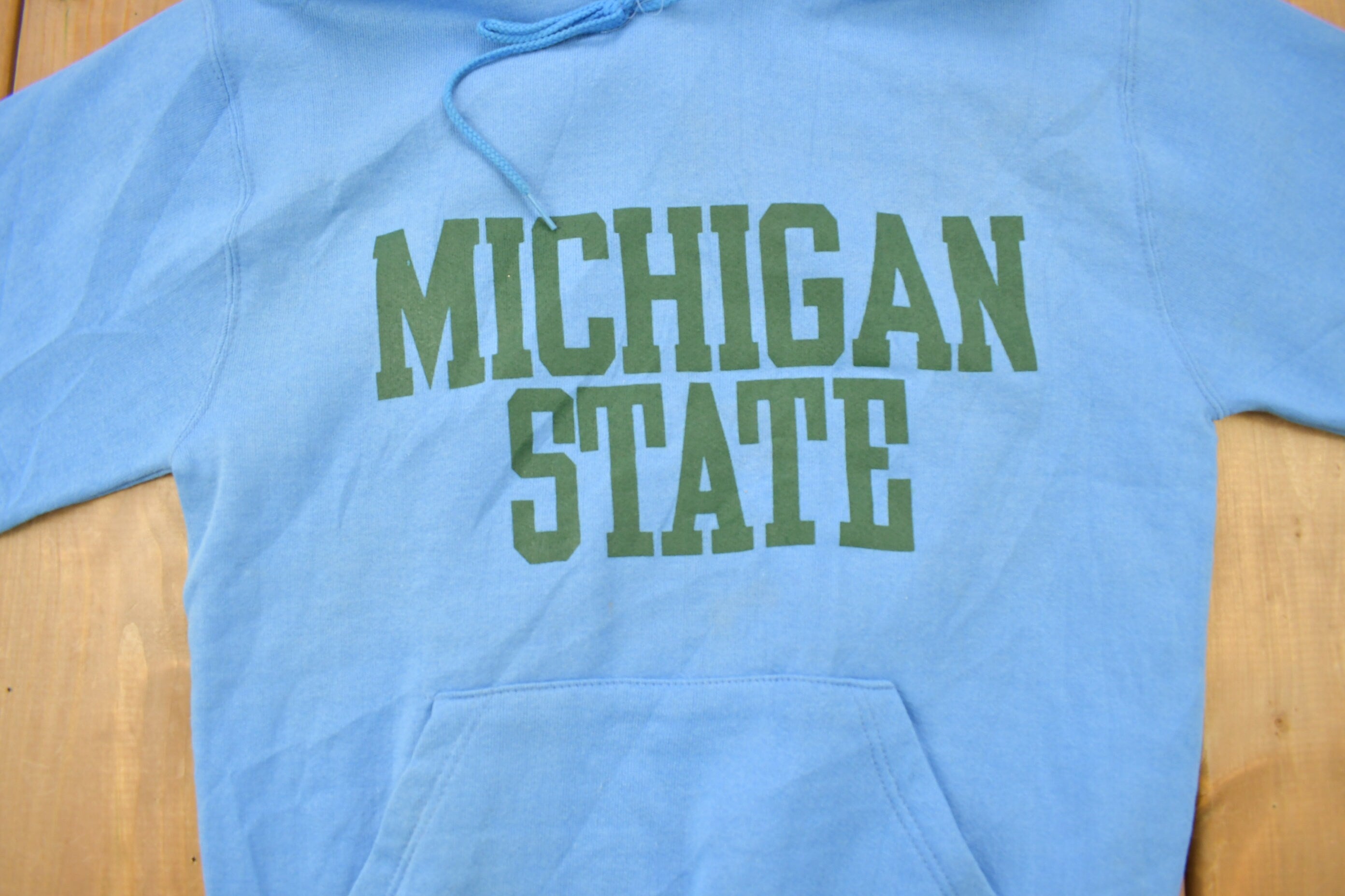 Vintage 1980s Michigan State University Collegiate Hoodie  NCAA Sweatshirt  Sportswear  Americana  Michigan State Spartans
