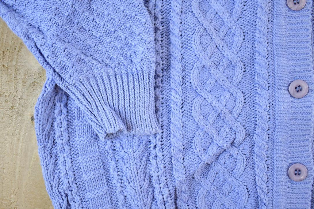 Vintage 1990s Summit Hill Cable Knit Perfect Mild Distress Cardigan Sweater Made In USA