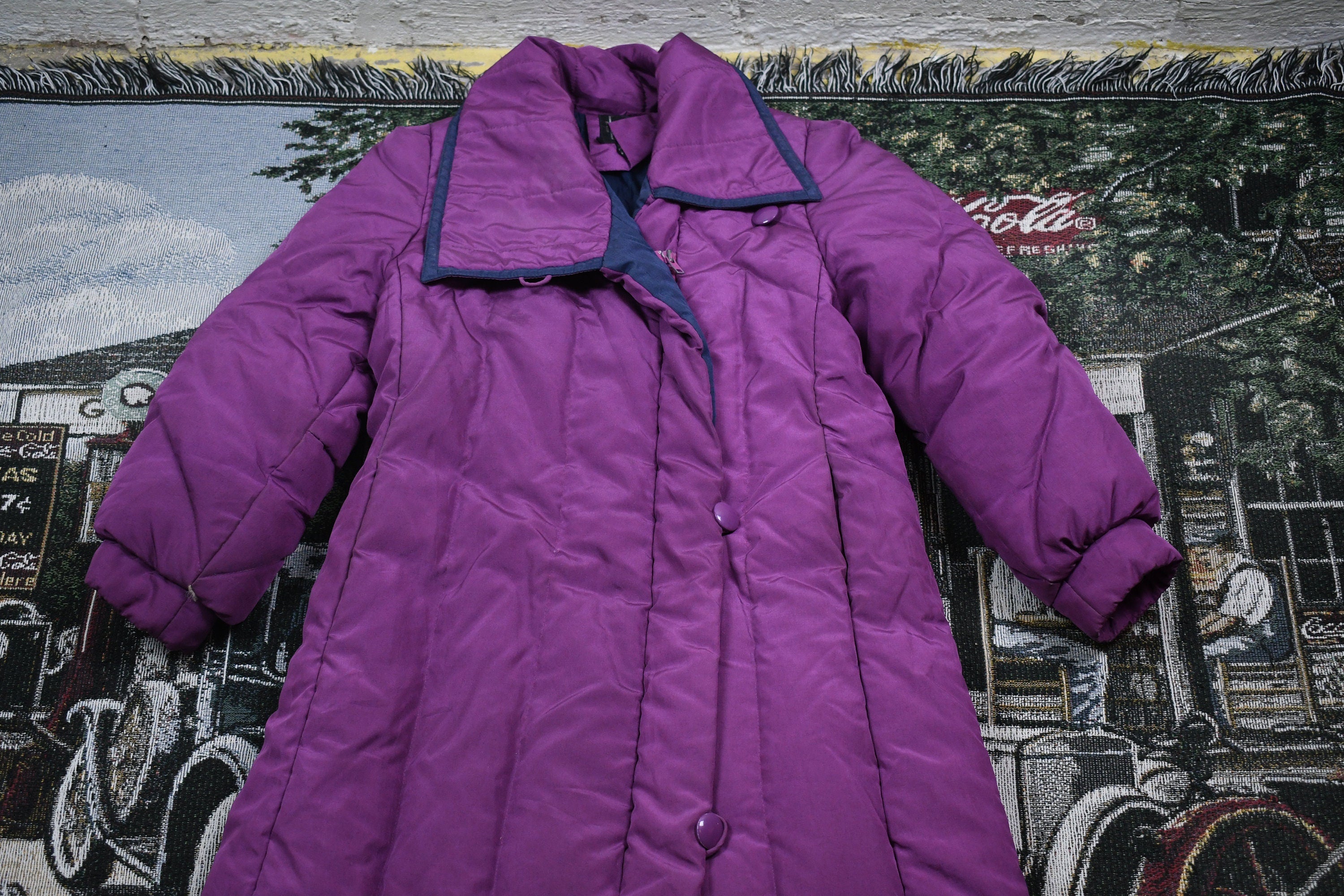 Vintage 1990s Purple Full Length Down Fill Puffer Jacket