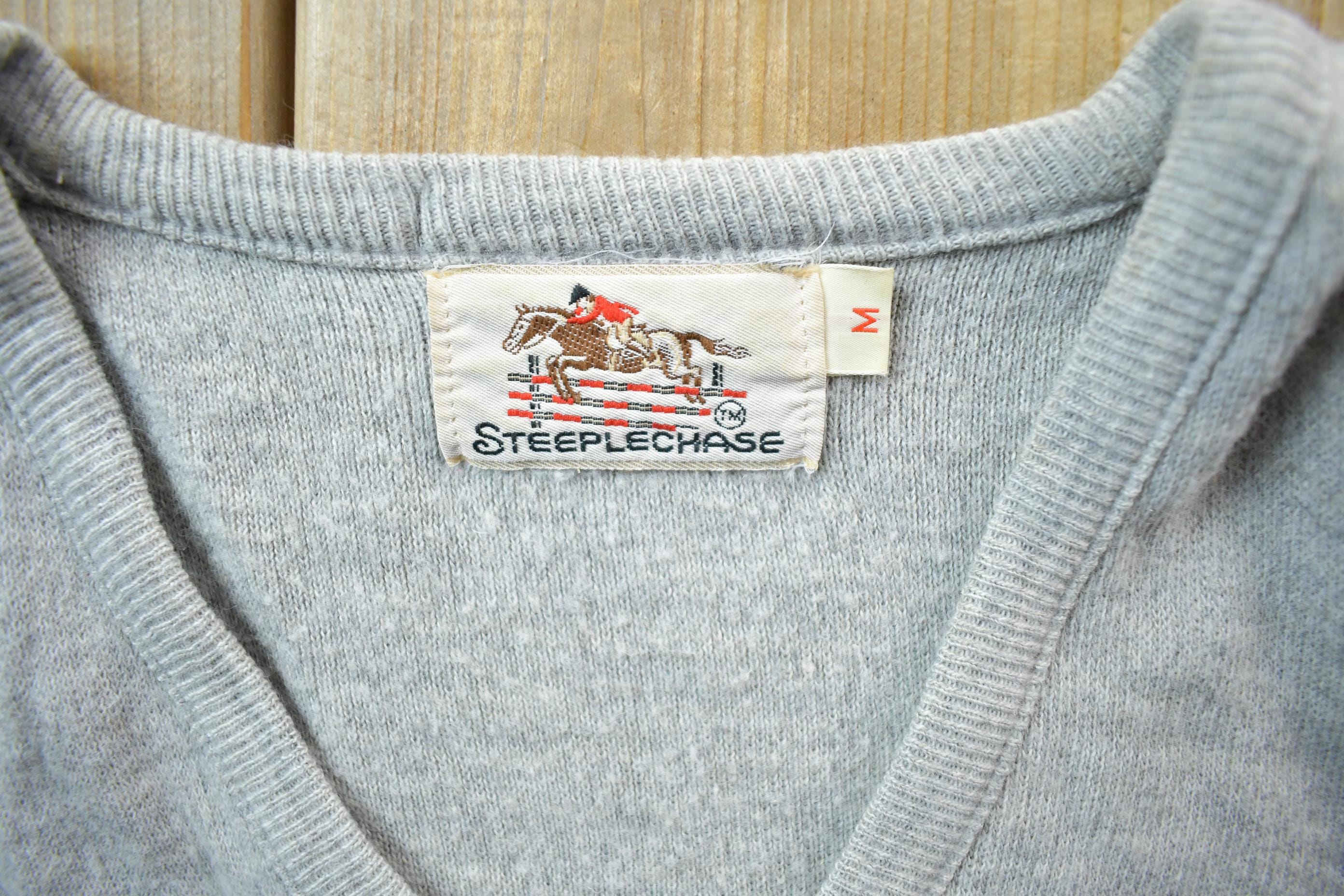 Vintage 1970s Steeple Chase Knit V- Neck Sweater