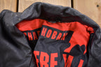Vintage 1990s Michael Hoban USA American Flag Leather Biker Jacket