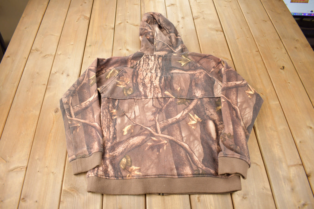 Vintage 1990s Tree Camo Fleece Graphic Hoodie Size Small