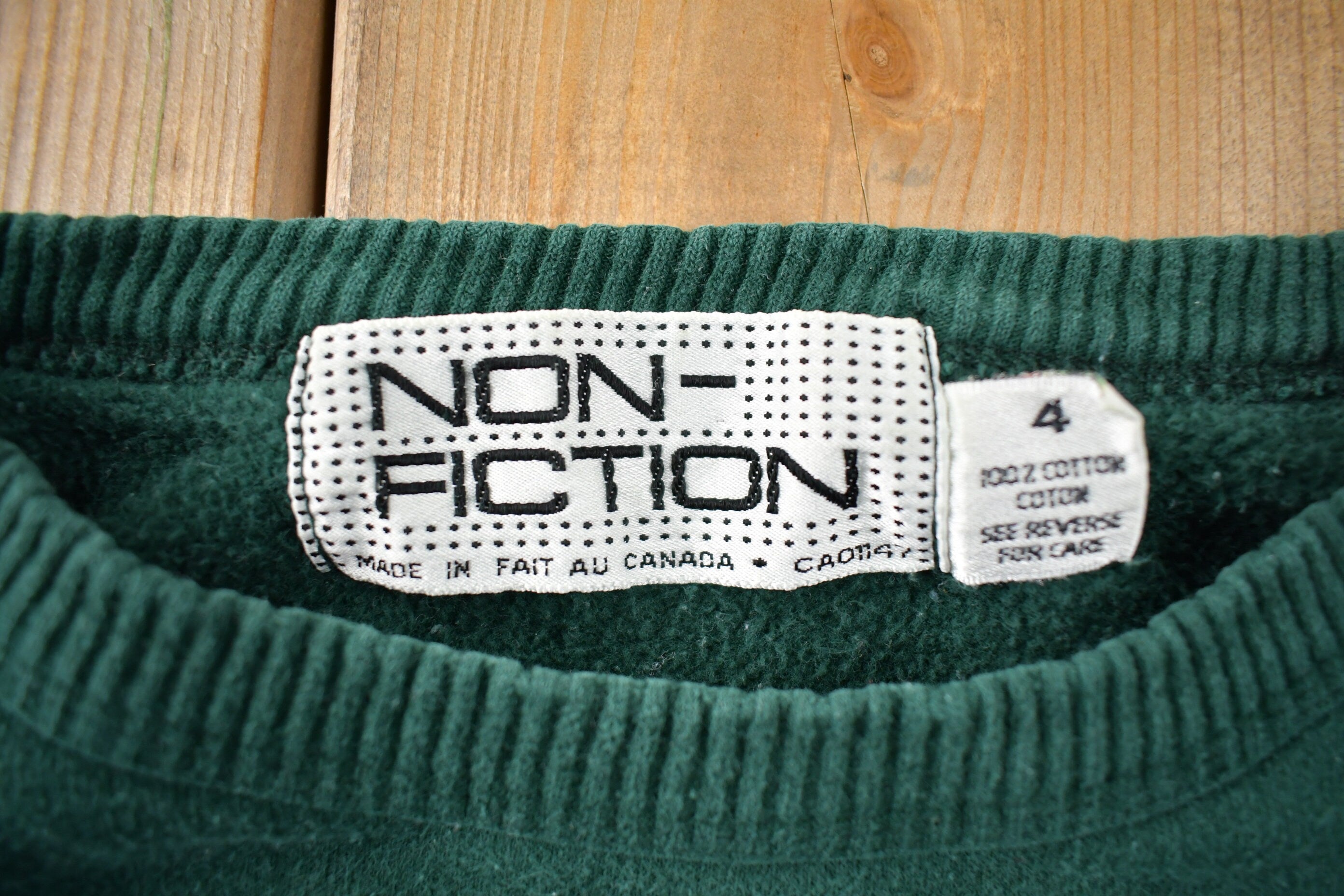 Vintage 1990s Non Fiction Green Crewneck Sweatshirt Made In Canada
