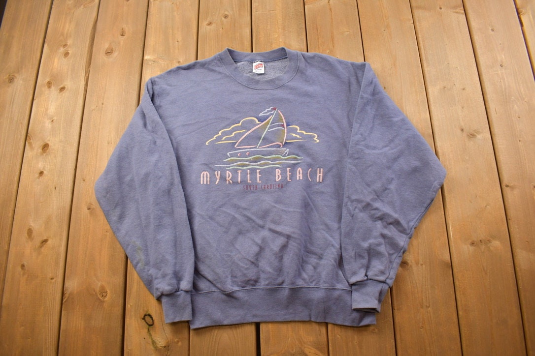 Vintage 1990s Myrtle Beach Travel Crewneck Sweatshirt / 90s Crewneck / Souvenir Sweater / Streetwear / Travel And Vacation