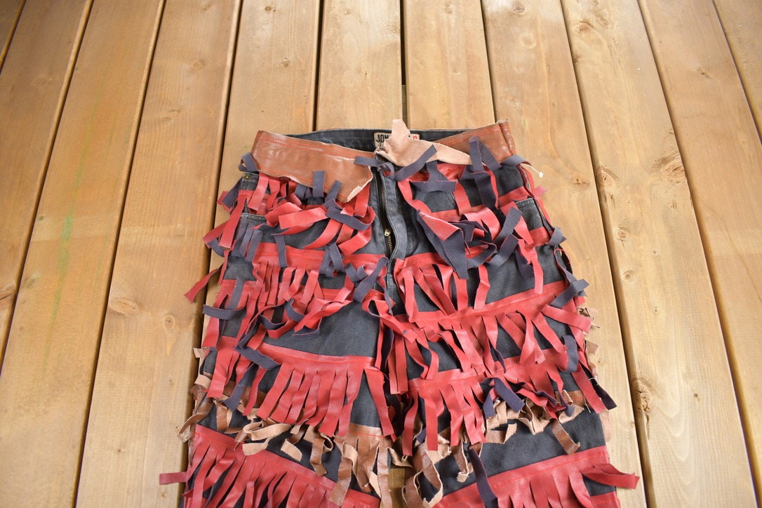 Vintage 1990s Denim Fringe Cowboy Pants Size 30x32