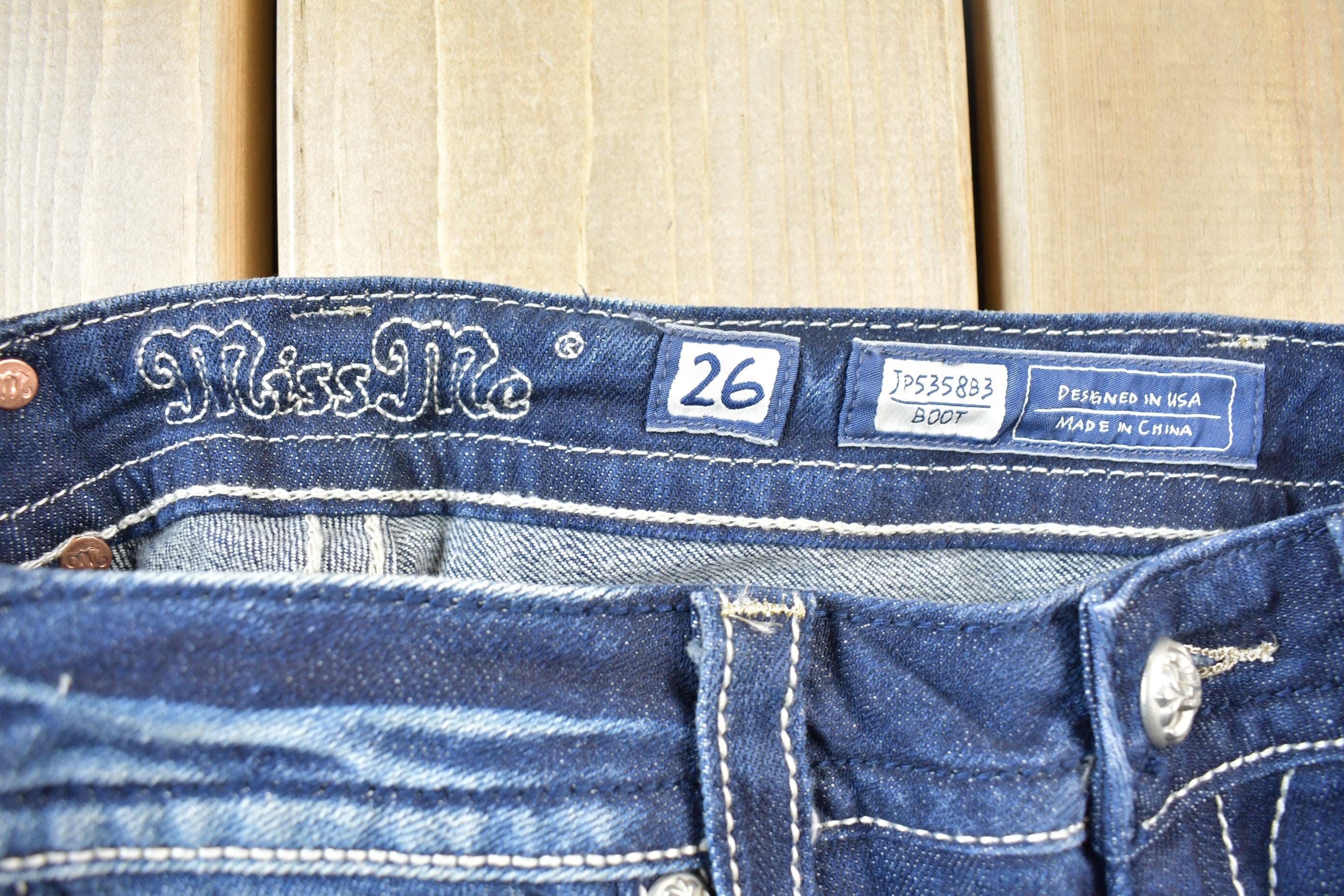 Vintage Y2K Miss Me Bedazzled Low Rise Jeans Size 26x33