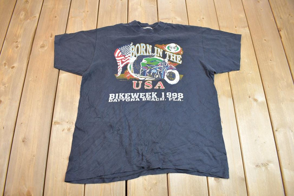 Vintage 1998 Daytona Bike Week Born In The USA Graphic T Shirt