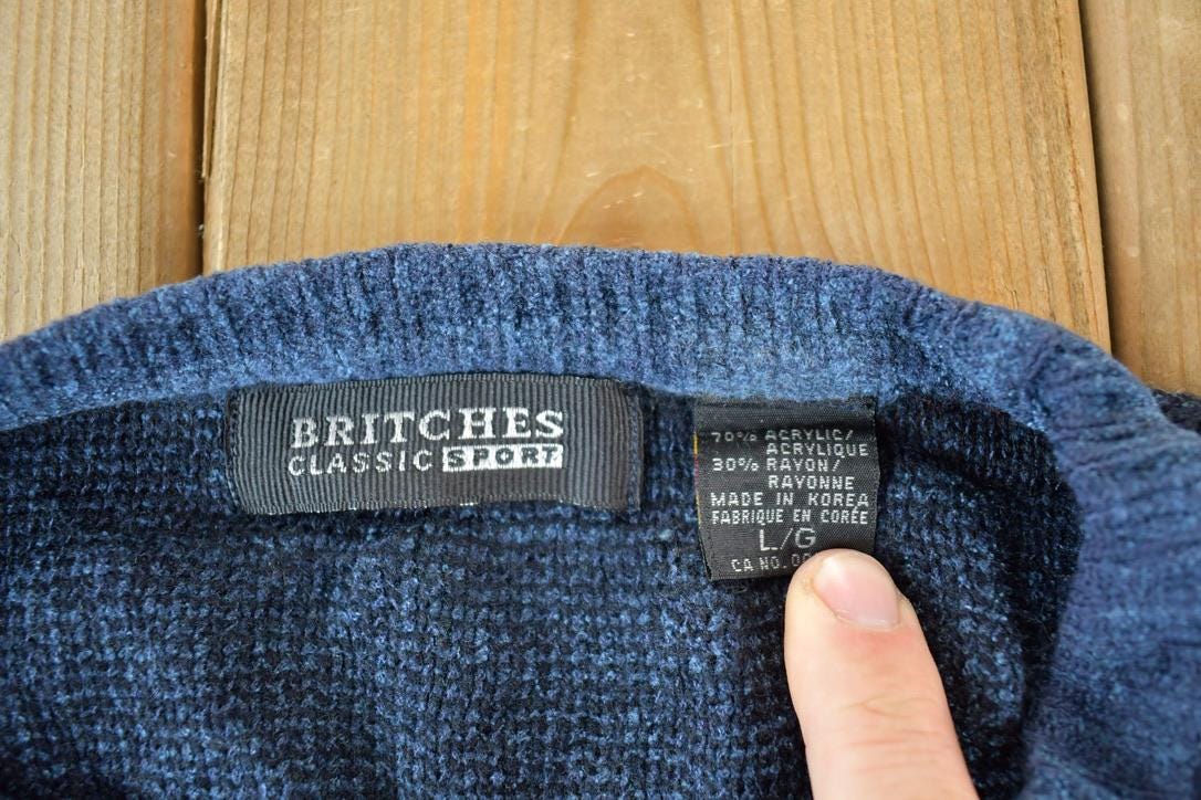 Vintage 1990s Britches Classic Sport Knit Abstract Pattern Crewneck Sweater