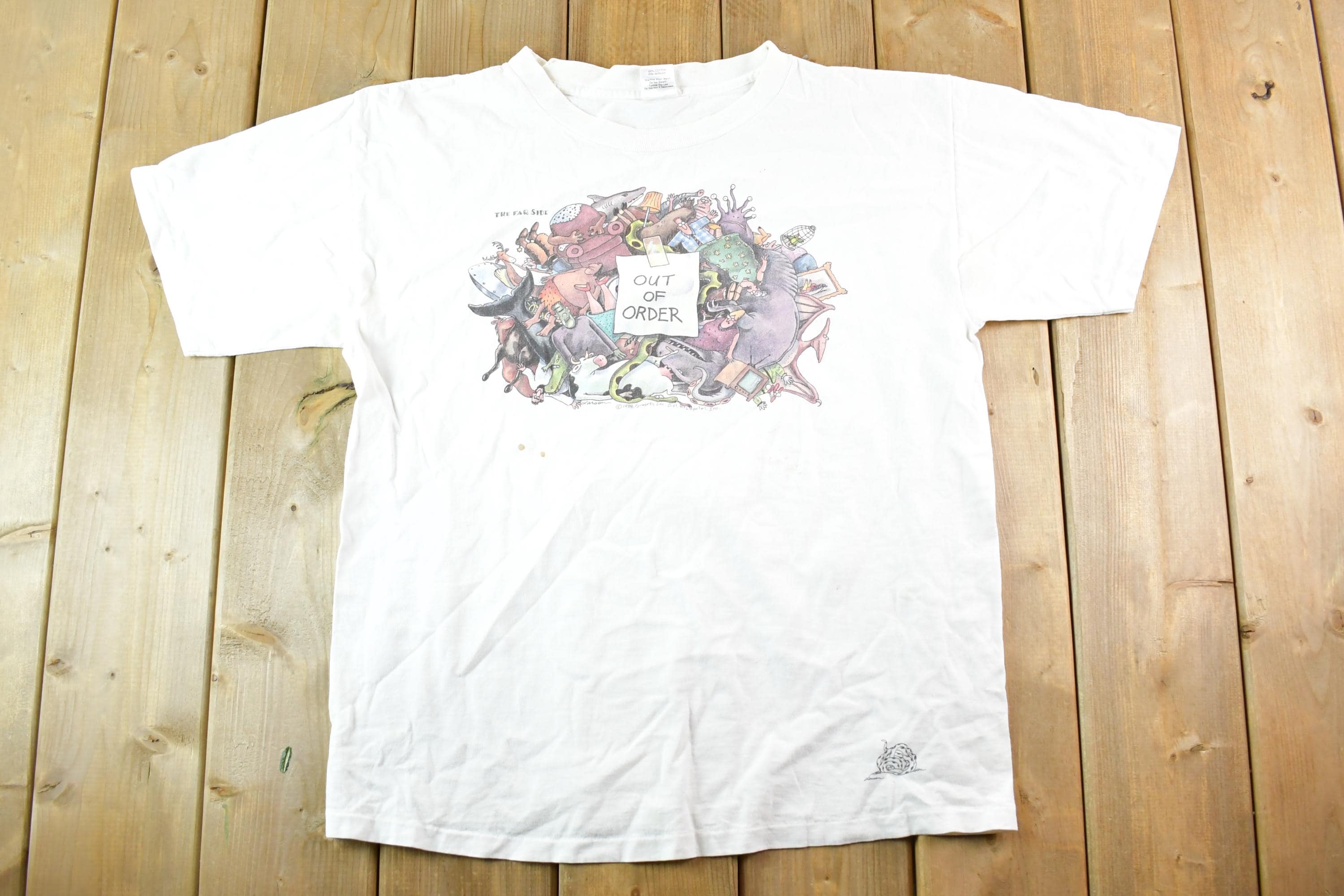 Vintage 1990s The Far Side Out Of Order Souvenir T-Shirt Mens L