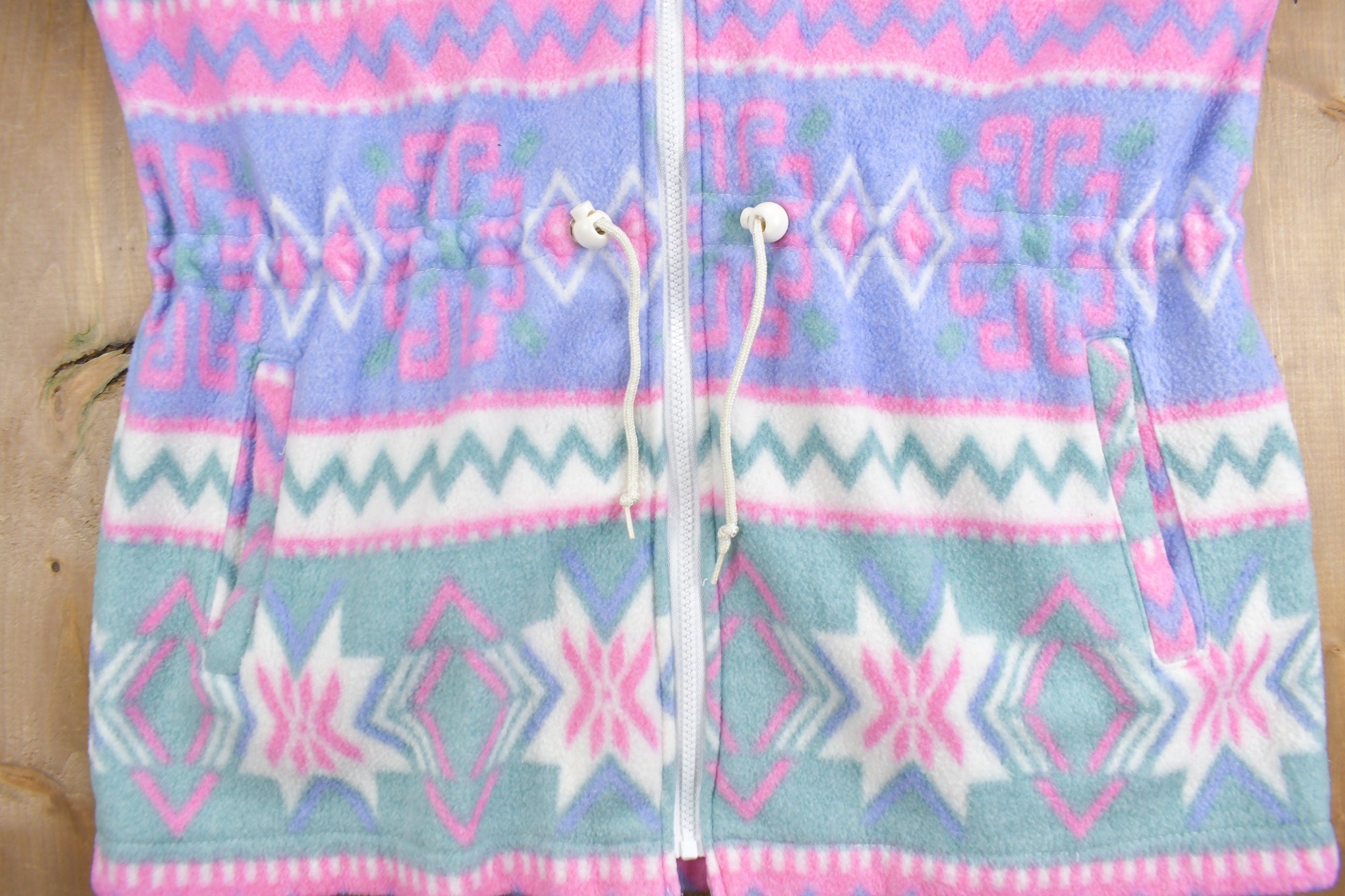 Vintage 1990s All Over Pattern Hooded Fleece Sweater