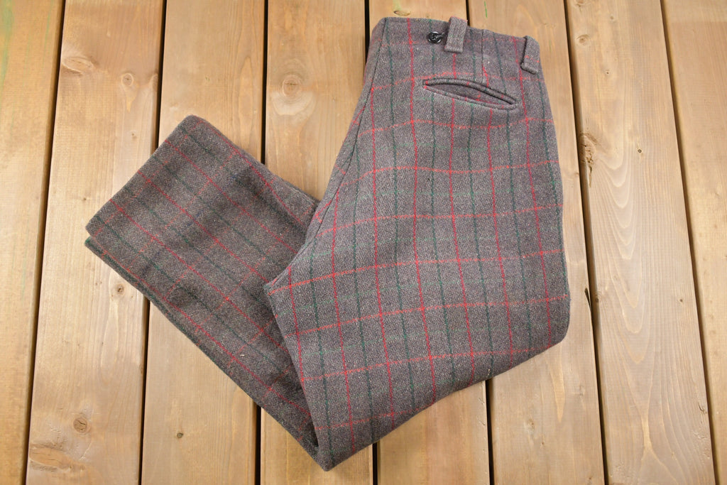 Vintage 1980's Pinstripe Plaid Wool Trousers 32 x 27