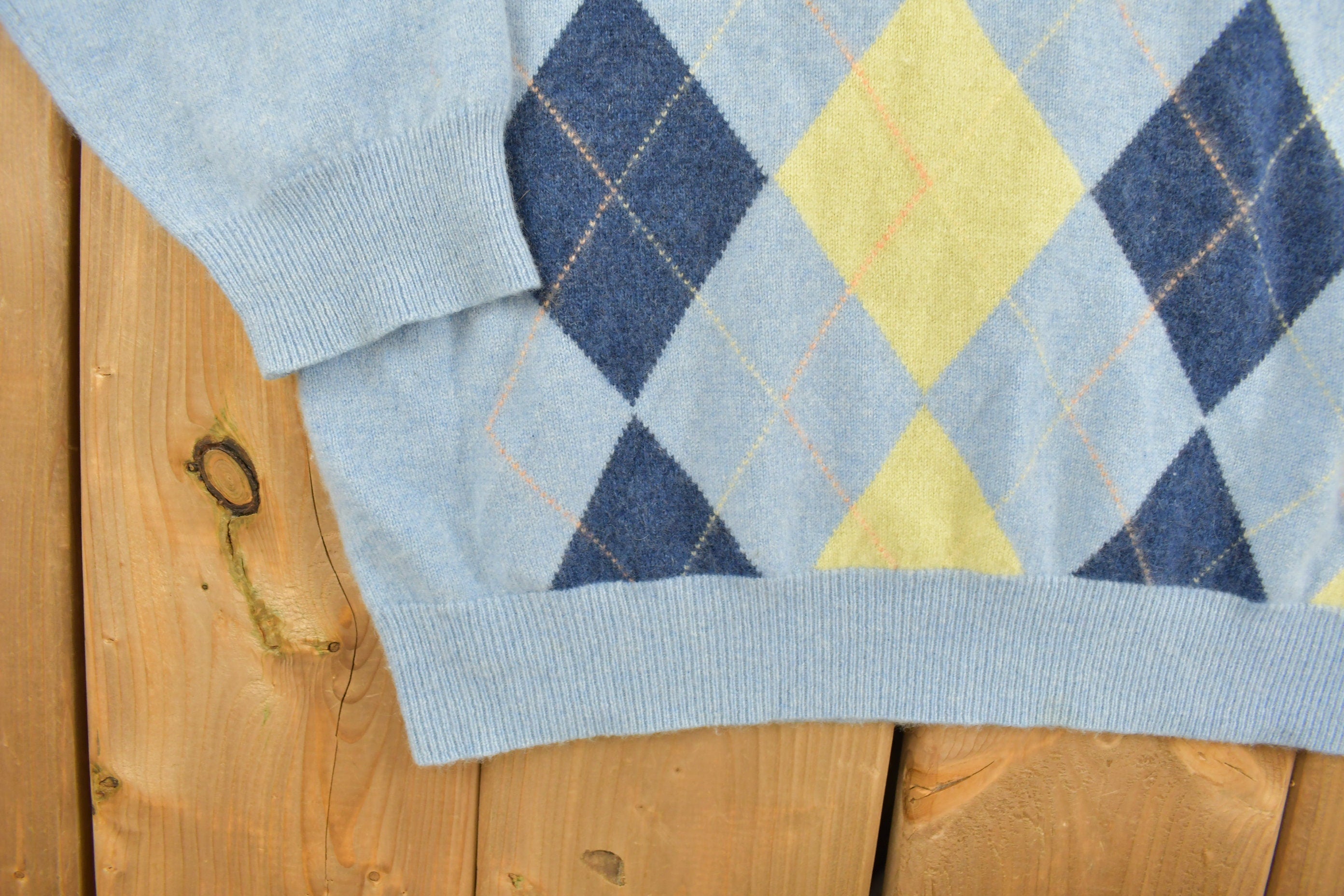 Vintage 1990s John Ashford Cashmere Argyle Sweater