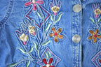 Vintage 1990s Keren hart Denim Floral Embroidered Button Up Shirt / 1990s Button Up / Vintage Flannel / Basic Button Up