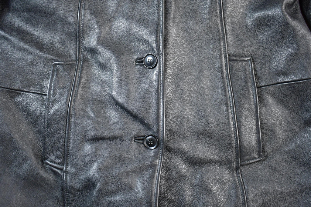 Vintage 1990s Danier Mens Full Length Heavy Leather Coat