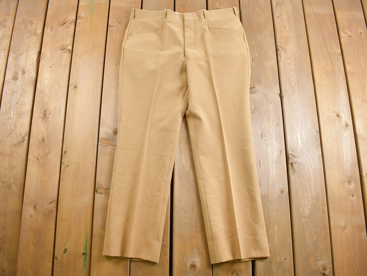 Vintage 1970s Pleated Trousers Size 37 x 27.5 / American Vintage / True Vintage / 1970s Pants / Made in USA / Beige