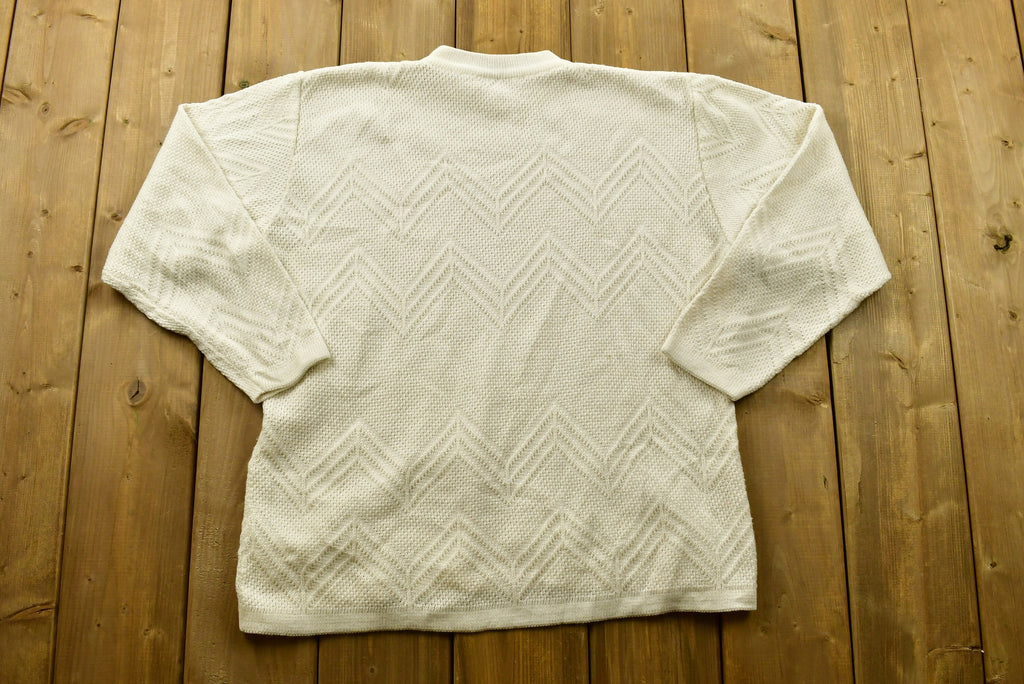 Vintage Blank Knitted Women's Sweater / Vintage 90s Crewneck / Pattern Sweater / Outdoor / Hand Knit / Pullover Sweatshirt