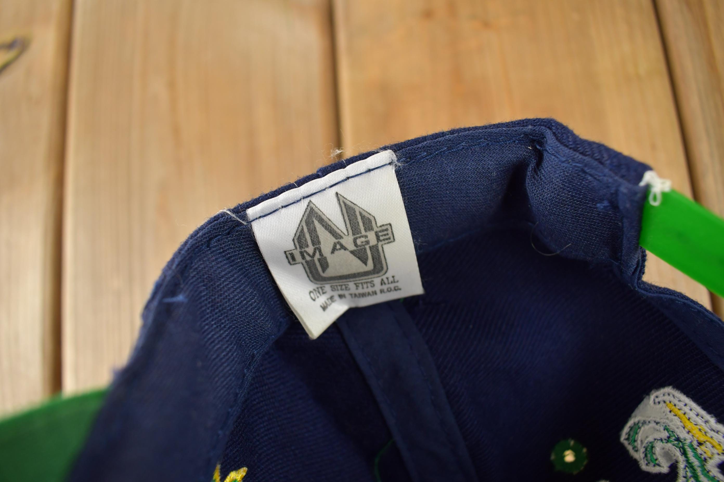 Vintage 1990s University Of Notre Dame Collegiate Big Logo Snap Back Hat  Fighting Irish  90s Snap Back  Vintage Hat  Embroidered