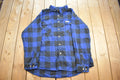 Vintage 1990s Hickory Blue Plaid Flannel Button Up Shirt