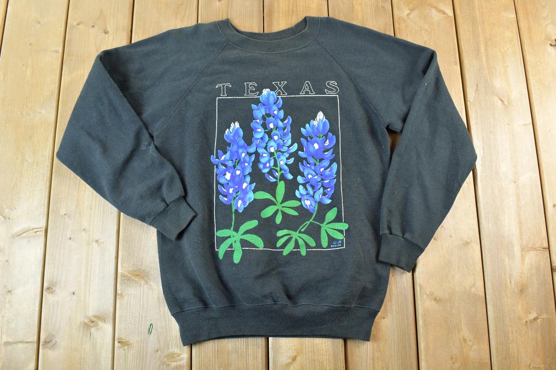 Vintage 1988 Texas Flowers Souvenir Crewneck Sweatshirt