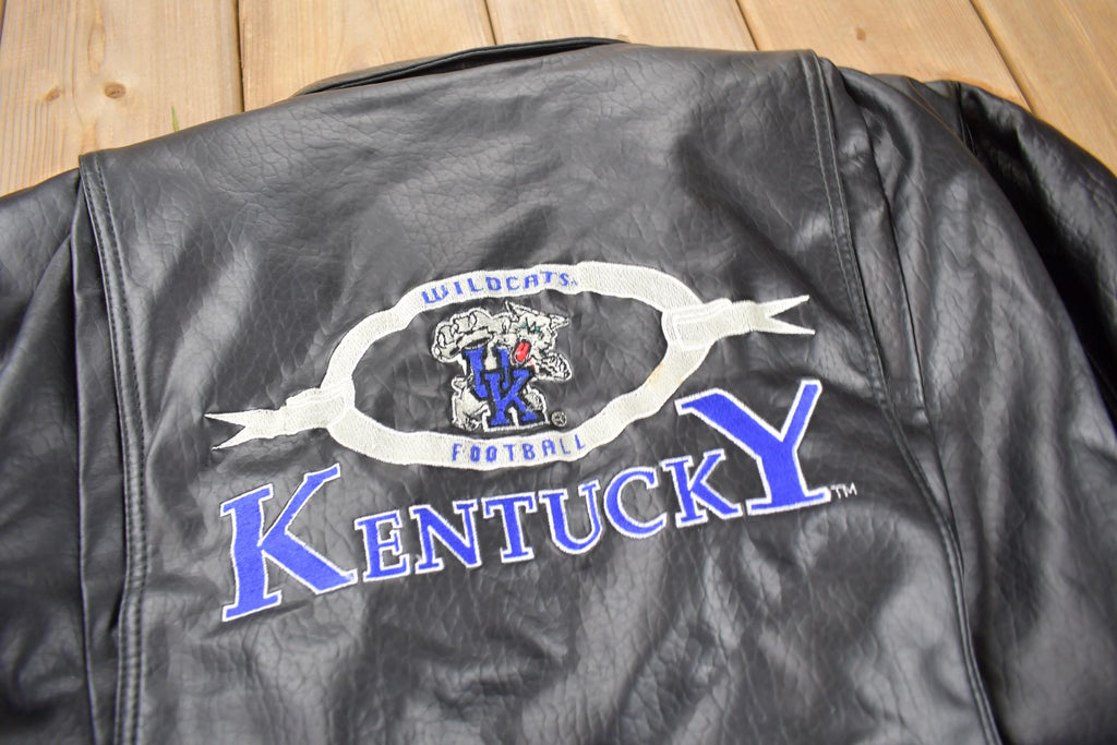 Vintage 1990s University of Kentucky Wildcats Collegiate Football NCAA Leather Jacket Size Women's Large