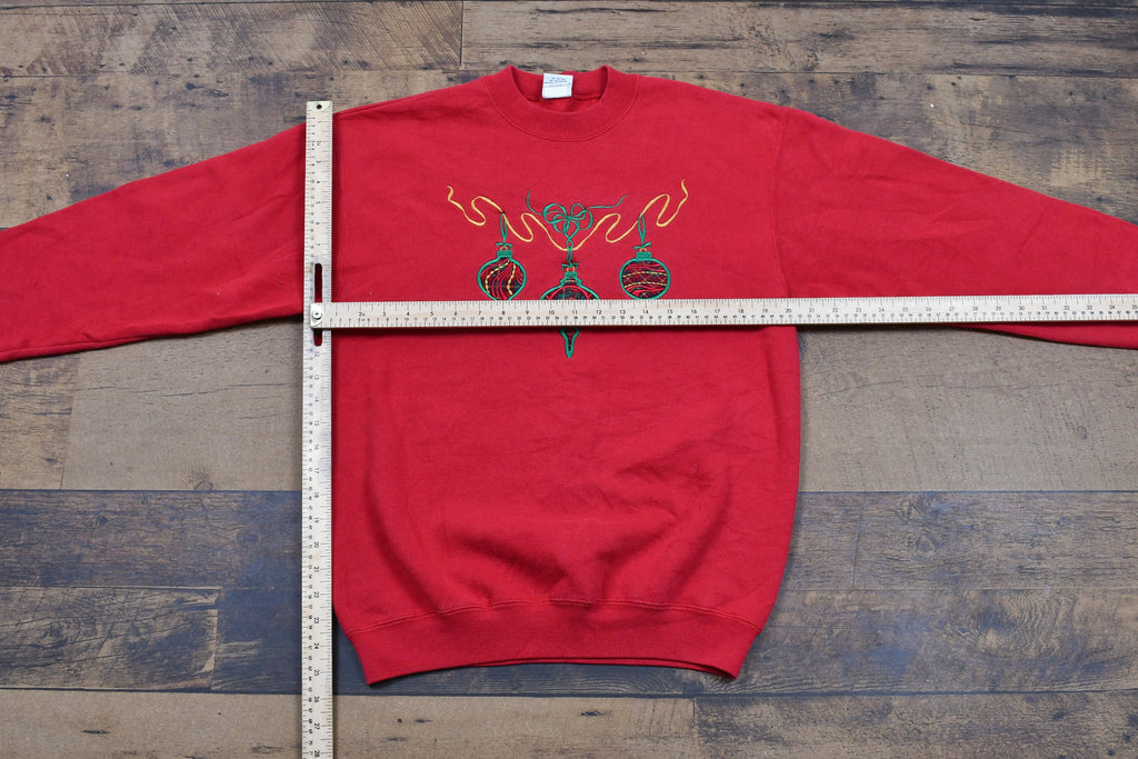Vintage 1990s Embroidered Christmas Ornament Crewneck , Vintage Holiday Sweatshirt , Made In USA , Pullover Sweatshirt , Streetwear