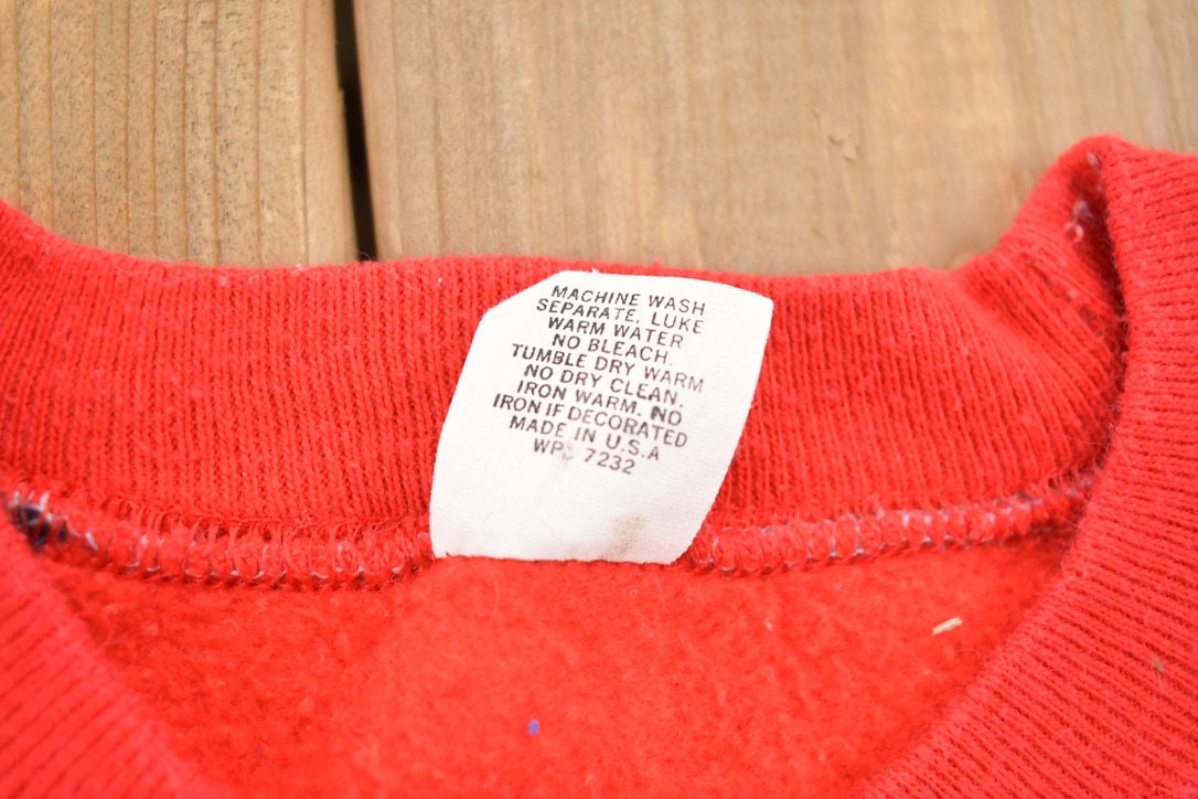 Vintage 1980s Blank Black Red Raglan Crewneck Sweatshirt