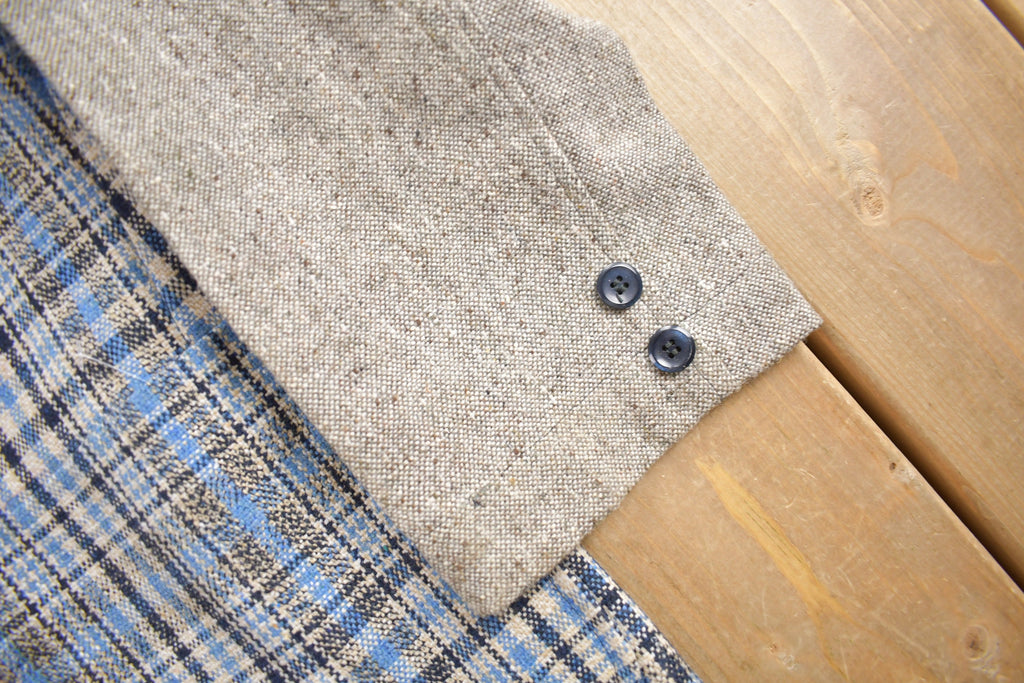 Vintage 1980s 100% Wool Plaid Blazer Jacket Size M