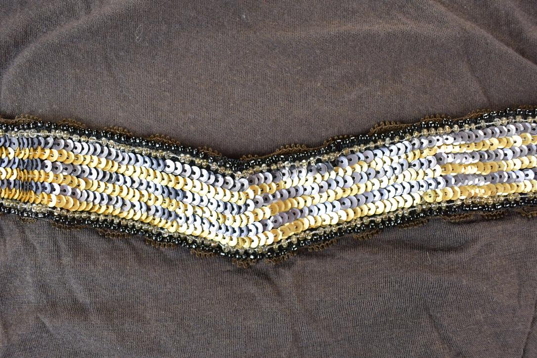 Women Vintage Vigoss Y2K Brown Sequin T-Shirt