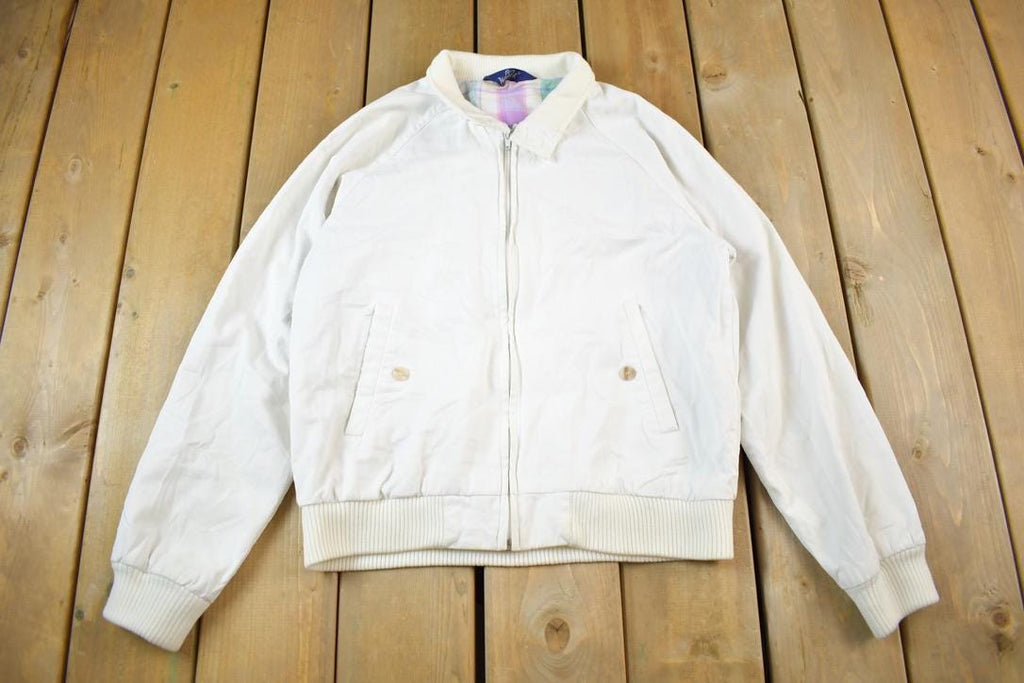 Vintage 1990s Woolrich White Plaid Lined Light Jacket