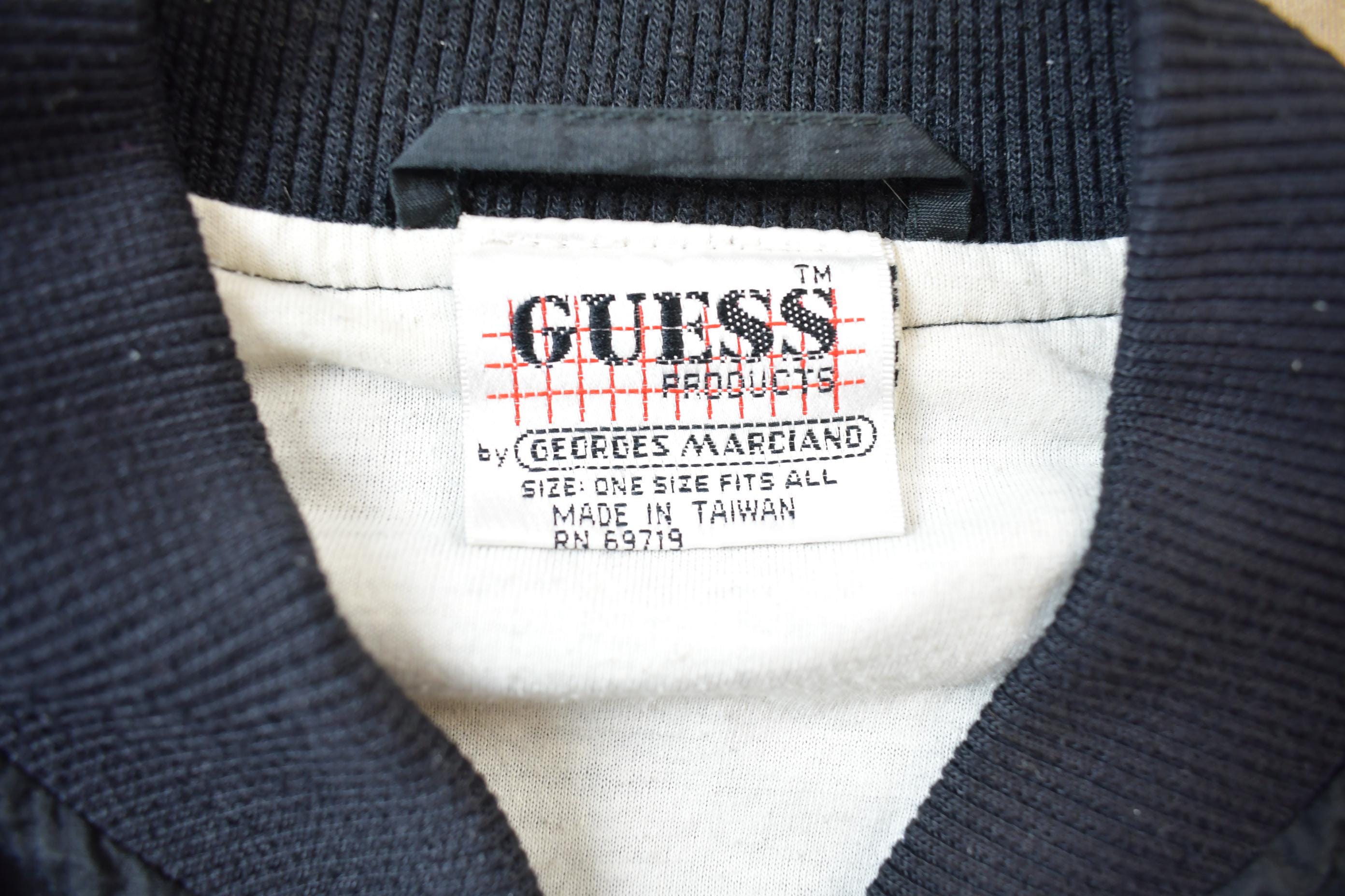 Vintage 1990s Guess USA American Flag Back Logo Bomber Jacket