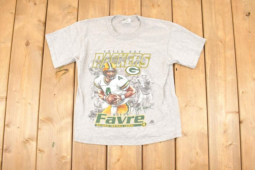 Vintage 1990s Green Bay Packers Brett Favre Cartoon Graphic Print Souvenir NFL T-Shirt Youth L